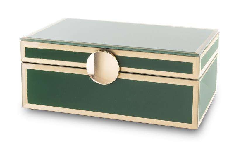 Szkatułka na biżuterię szklana złoto zielona 8,5x21 142915