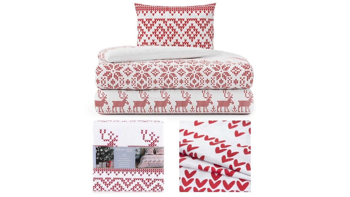Flanelowa pościel jednoosobowa AmeliaHome Snuggy Jolly, 155x220 cm