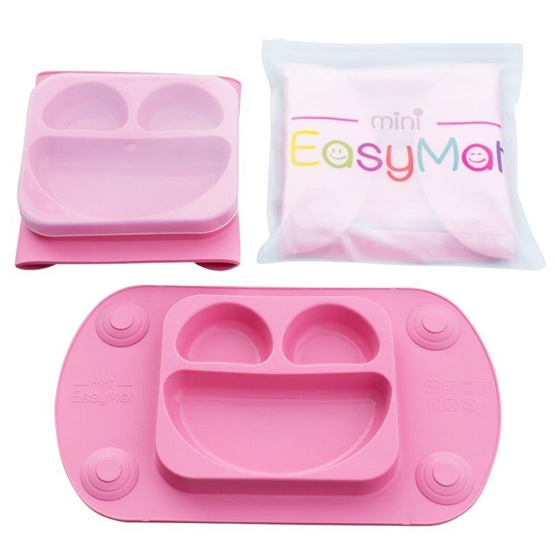 EASYTOTS EasyTots - EasyMat Mini 2in1 PINK silikonowy talerzyk z podkładką - lunchbox