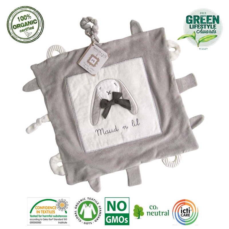 Maud N Lil Maud N Lil Luxury Soft Play Blankie Organiczny Mięciutki Kocyk Przytulanka z Gryzakami
