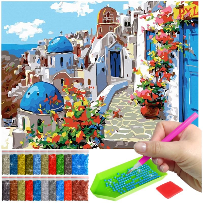 Haft Diamentowy ARTULIO, Obraz DIY 5D, Diamond Painting, Mozaika diamentowa 30x40cm (Urokliwe bałkańskie miasteczko) + zestaw akcesoriów