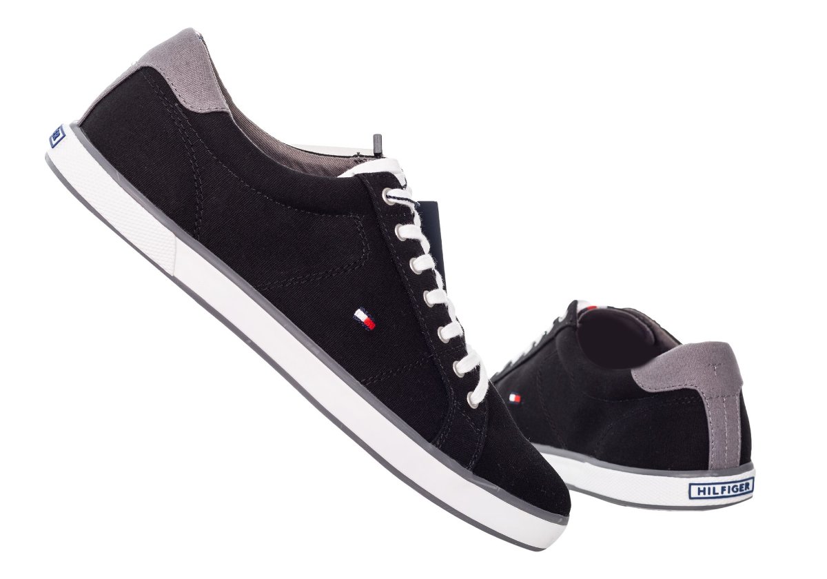 TOMMY  HILFIGER BUTY MĘSKIE TRAMPKI HARLOW 1D BLACK FM0FM00596 990 - Rozmiar: 44