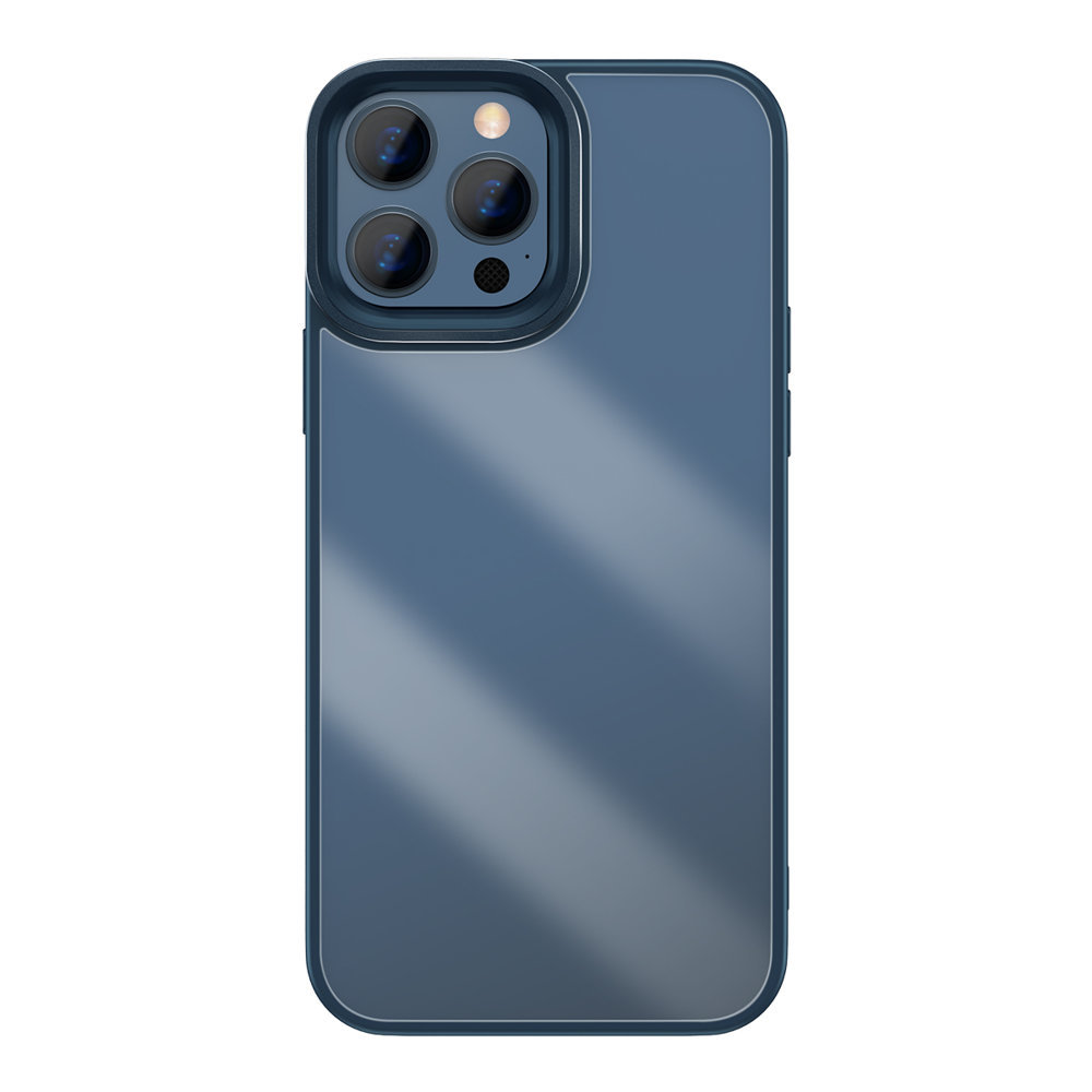 Baseus Crystal Phone Case pancerne etui do iPhone 13 Pro Max z żelową ramką niebieski ARJT000803