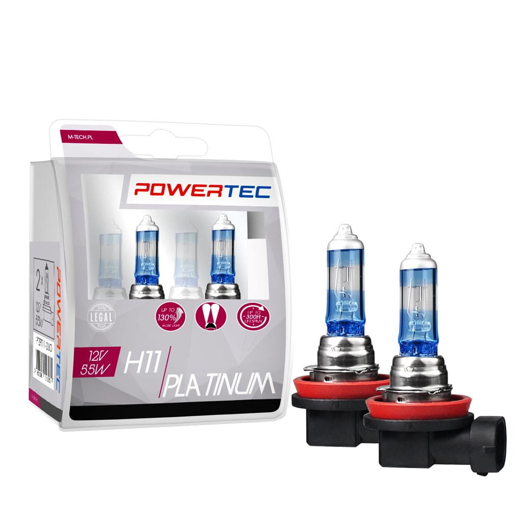 Żarówka PowerTec H11 PLATINUM +130% 12V 55W DUO