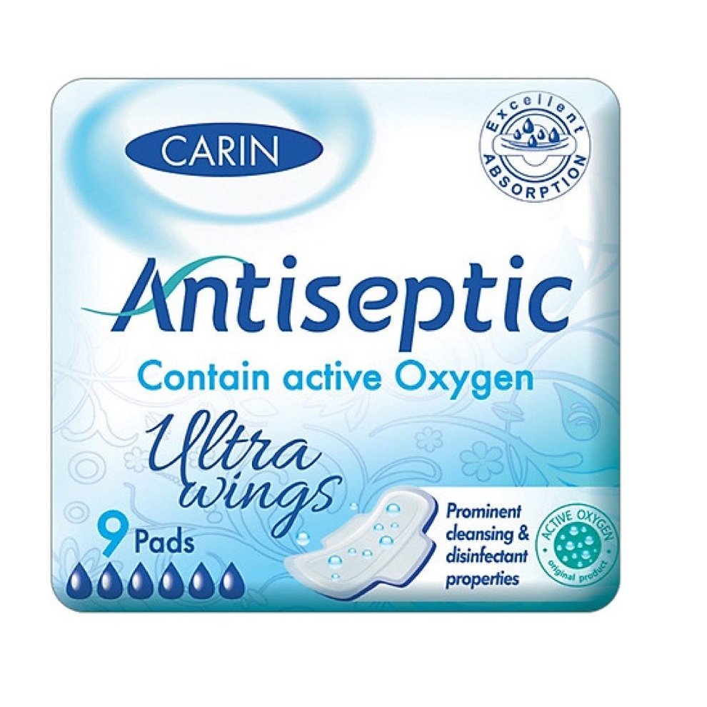 Carin CARIN Ultracienkie podpaski ze skrzydełkami ANTISEPTIC, 9 szt 8594004301451