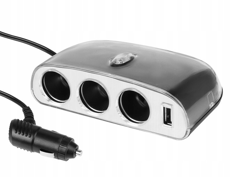 Rozgałęziacz zapalniczki potrójny +USB 12/24V