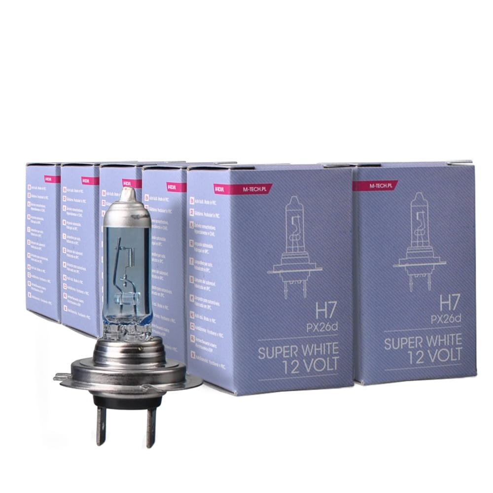 Żarówka M-TECH Super White Cool Blue H7 12V - 10 sztuk