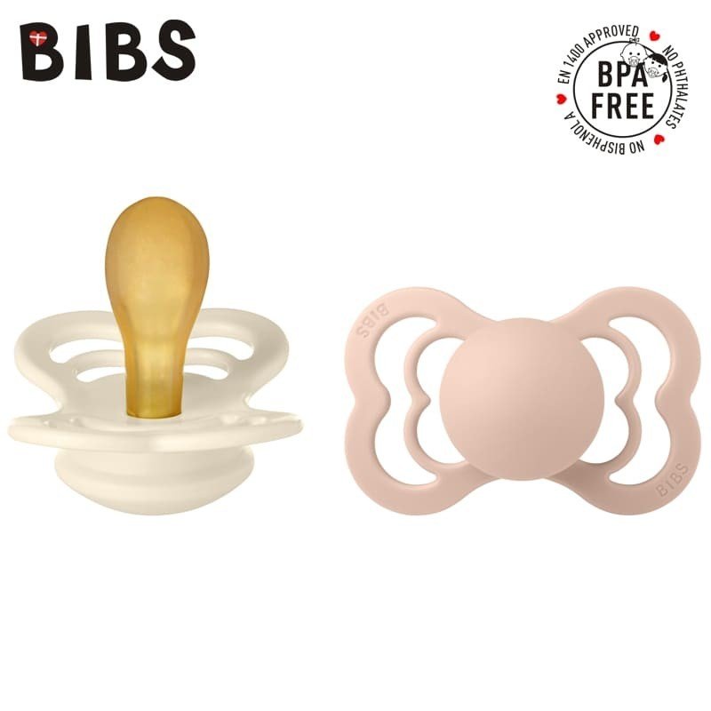 BIBS SUPREME 2-PACK IVORY & BLUSH M Smoczek Symetryczny kauczuk Hevea
