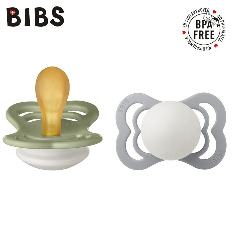 BIBS SUPREME 2-PACK SAGE NIGHT & CLOUD NIGHT S Smoczek Symetryczny kauczuk Hevea
