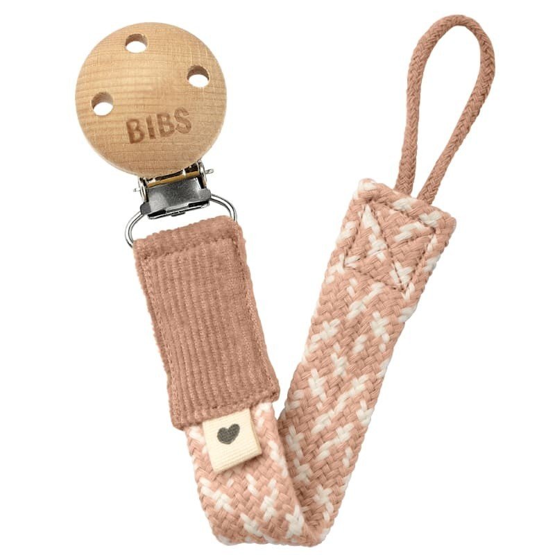 BIBS PACIFIER BRAID zawieszka do smoczków 100% GOTS organic cotton, Blush/Ivory