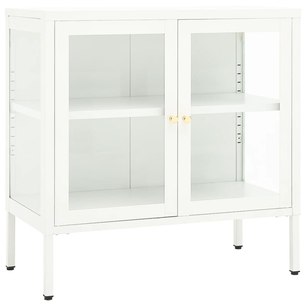 vidaXL Szafka boczna biała 70x35x70 cm stal i szkło 336065