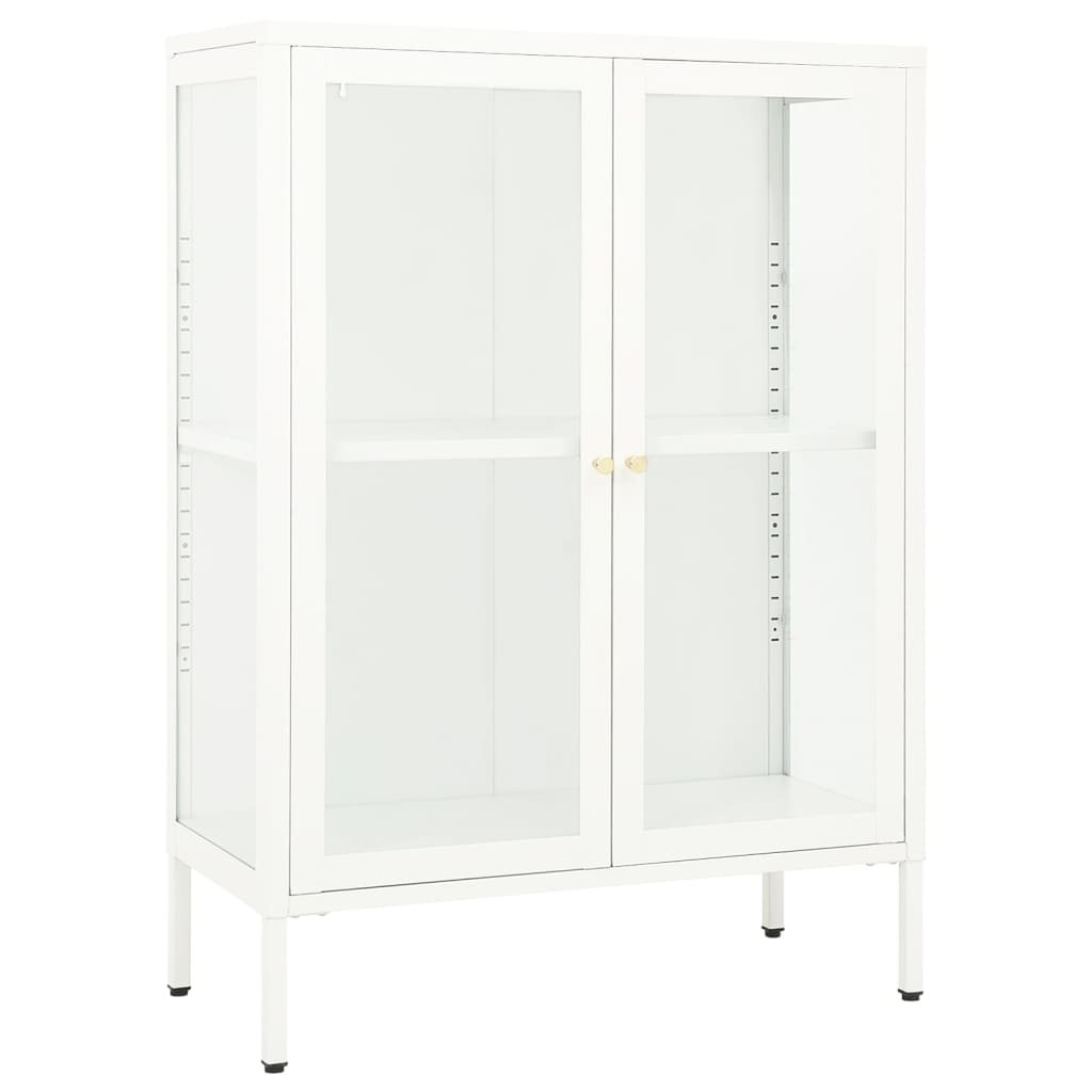 vidaXL Szafka boczna biała 75x35x105 cm stal i szkło 336071