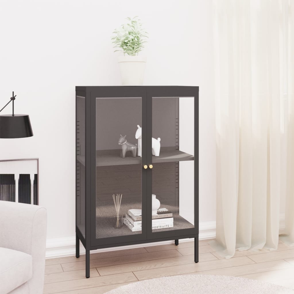 vidaXL Szafka boczna antracytowa 75x35x105 cm stal i szkło 336072