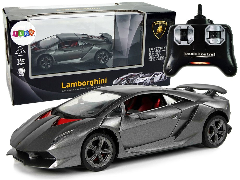 Import leantoys Auto Sportowe R/C 1:24 Lamborghini Srebrne 2.4 G Światła 9737