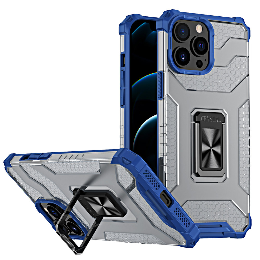 Hurtel Crystal Ring Case pancerne hybrydowe etui pokrowiec + magnetyczny uchwyt iPhone 12 Pro Max niebieski
