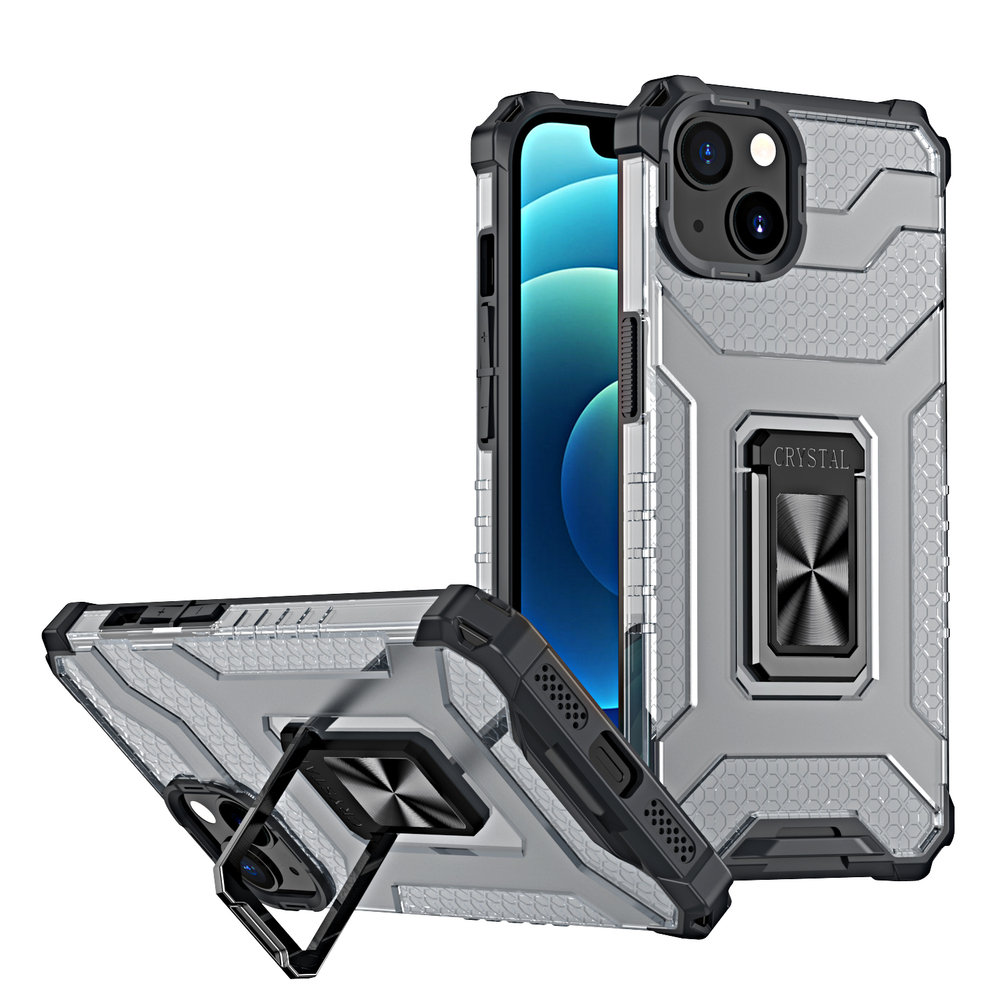 Hurtel Crystal Ring Case pancerne hybrydowe etui pokrowiec + magnetyczny uchwyt iPhone 12 mini czarny