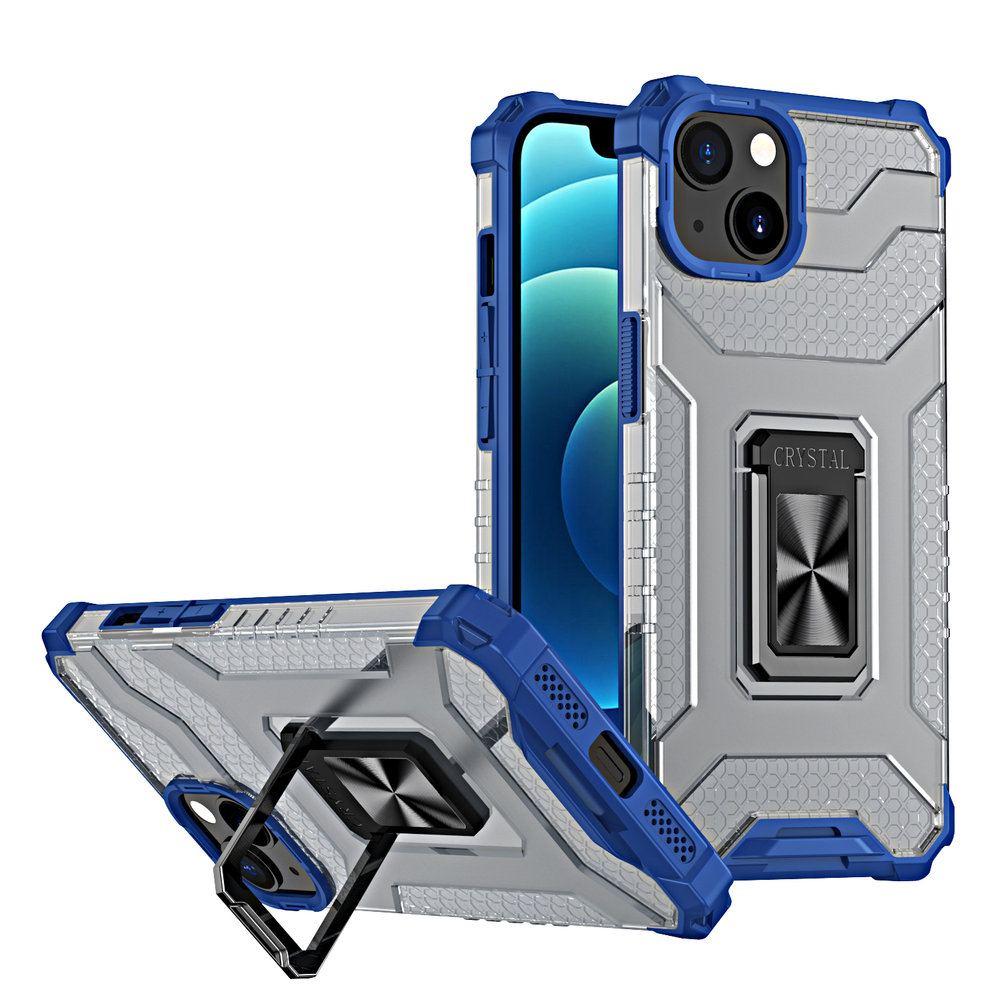 Hurtel Crystal Ring Case pancerne hybrydowe etui pokrowiec + magnetyczny uchwyt iPhone 12 mini niebieski