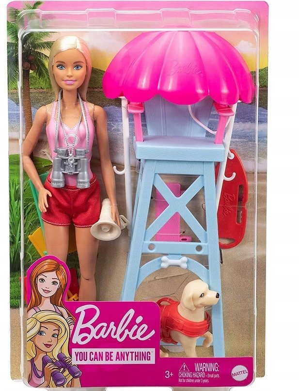 Lalka Barbie Ratowniczka z pieskiem Mattel