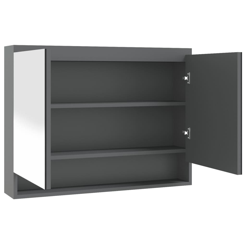 vidaXL vidaXL Szafka łazienkowa z lustrem 80x15x60 cm MDF szara 8720286391600