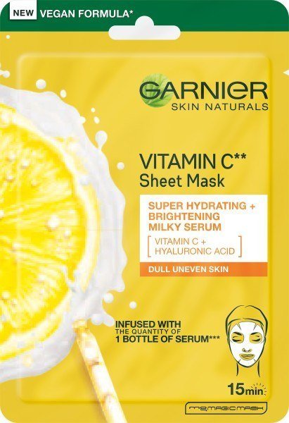 Garnier VITAMIN C Sheet Mask - Nawilżająco-rozjaśniająca maska na tkaninie z witaminą C i kwasem hialuronowym