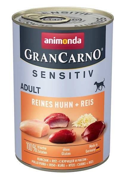 Animonda GranCarno Sensitive Adult puszki czysty kurczak z ryżem 400 g