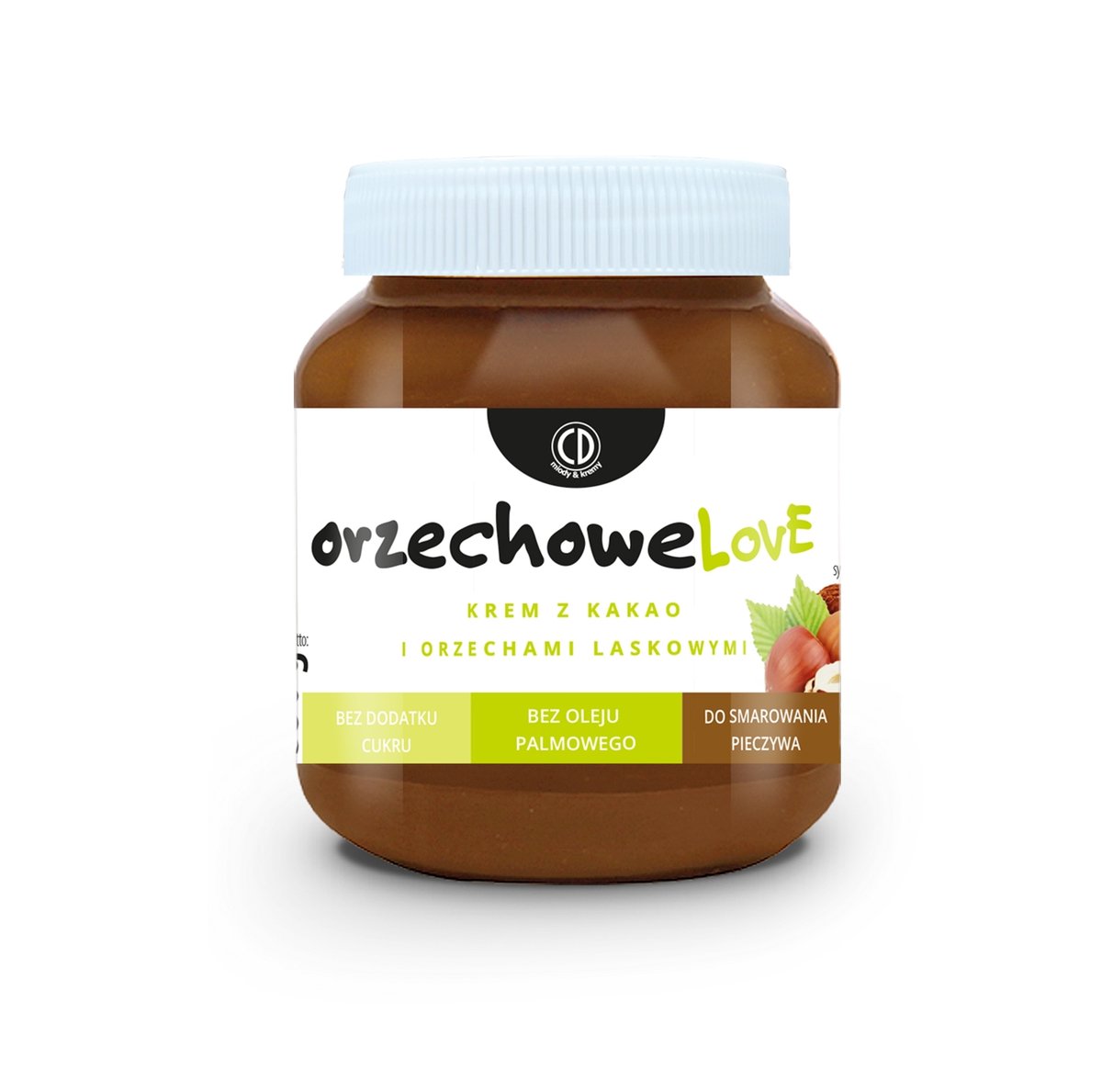 orzechoweLove - krem z kakao i orzechami laskowymi 350g (bez dodatku cukru, bez oleju palmowego)