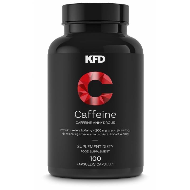 KFD Caffeine - 100 kapsułek Kofeina bezwodna - 200 mg w 1 kapsułce energia