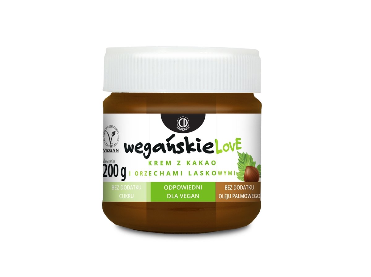 CD Krem z kakao i orzechami laskowymi - VEGAŃSKIELOVE CD, 200g 5901749010242