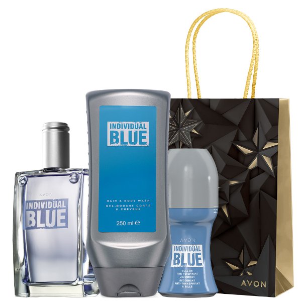 Avon Individual Blue, zestaw kosmetyków, 3 szt. + torebka prezentowa