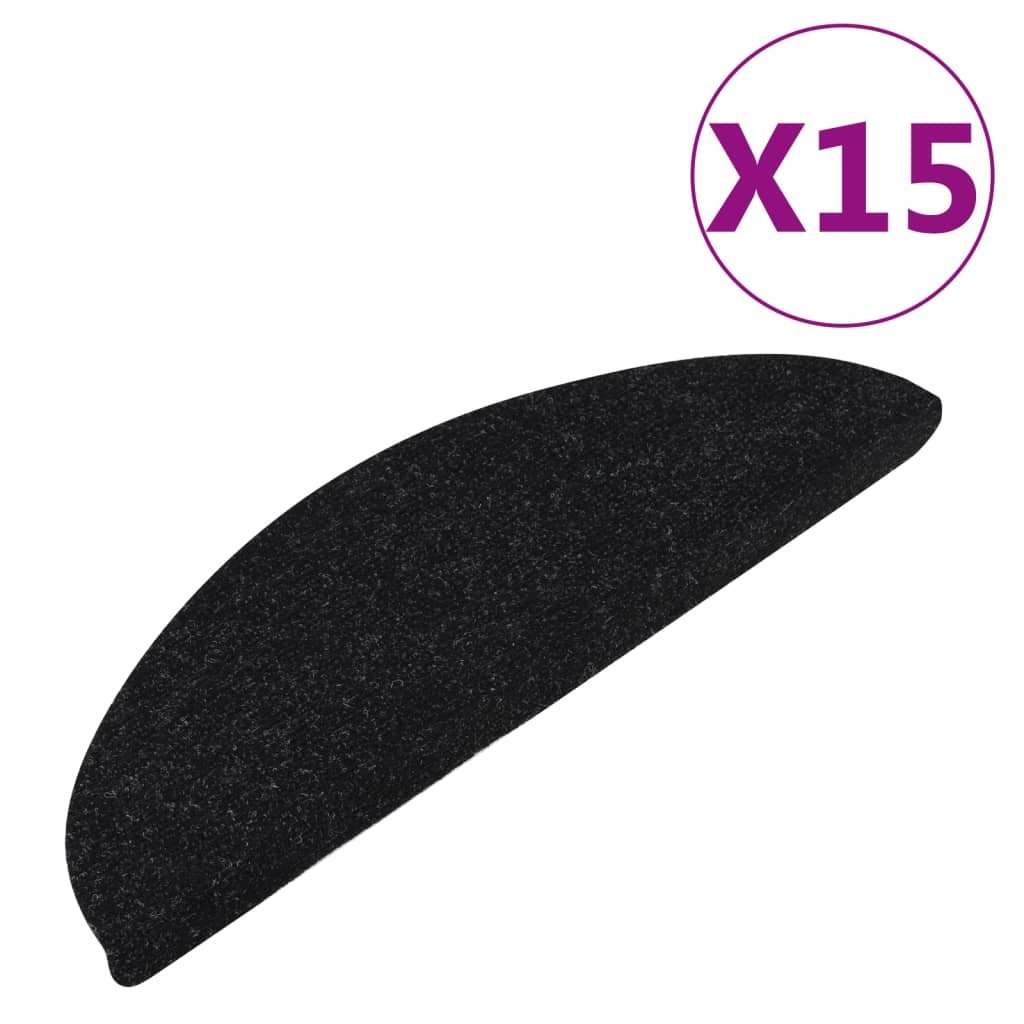 shumee Samoprzylepne nakładki na schody 15 szt. 65x26 cm czarne