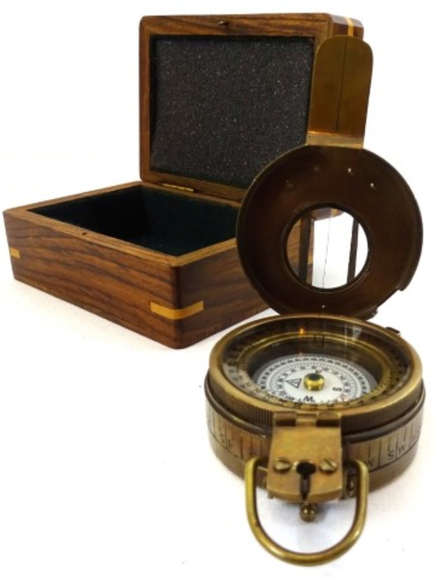 Kompas militarny inżynierski w pudełku drewnianym