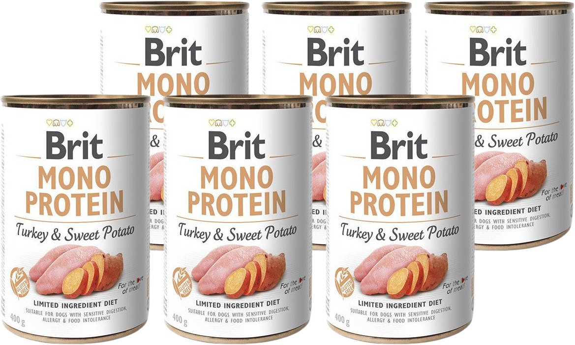 Brit MONO PROTEIN Turkey Sweet Pot. INDYK Zestaw 6x 400g DARMOWA DOSTAWA od 95zł +DO 3% ZWROTU W PROGRAMIE LOJALNOŚCIOWYM ZEST MP-TUPOT-6