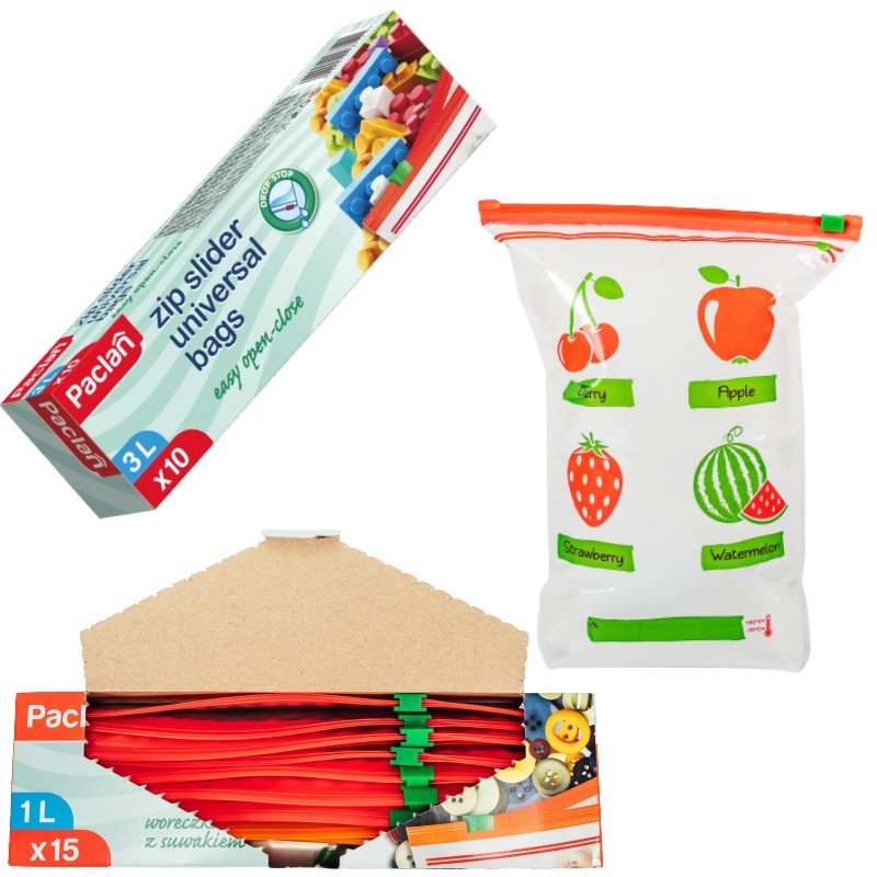 Paclan Woreczki uniwersalne z suwakiem 3l, 10 sztuk 5900942137121
