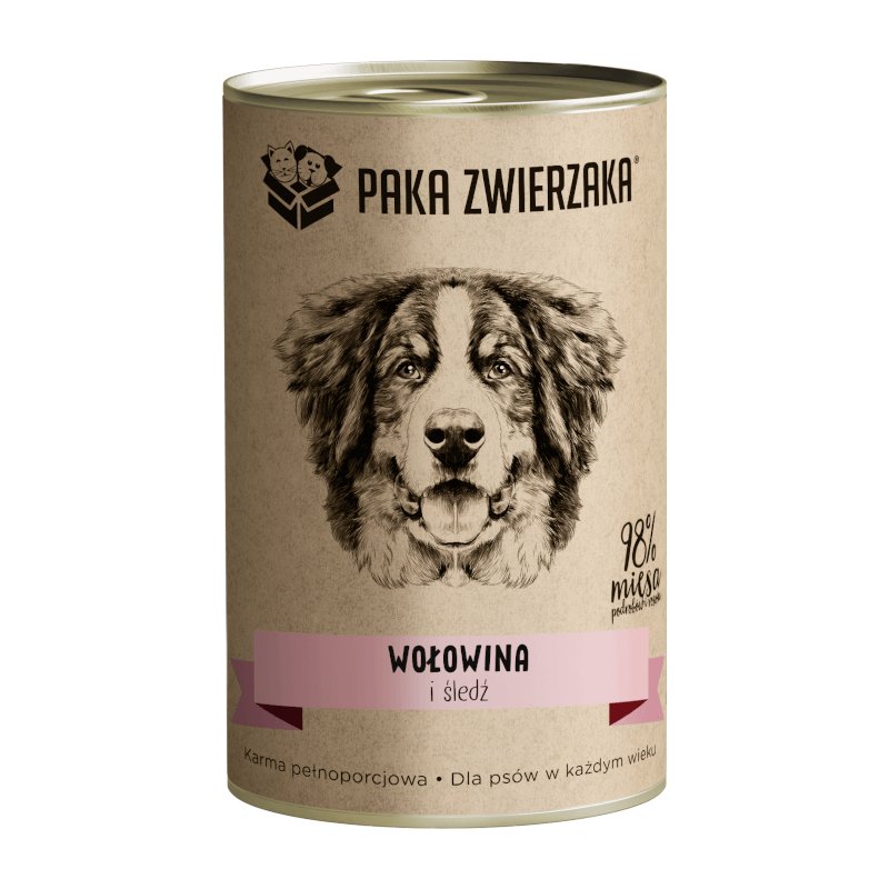 PAKA ZWIERZAKA Paka Zwierzaka Mokra Karma Dla Psa Wołowina i Śledź 400 g