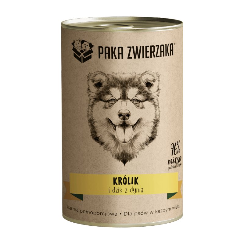 PAKA ZWIERZAKA Paka Zwierzaka Mokra Karma Dla Psa Królik i Dzik z Dynią 400 g