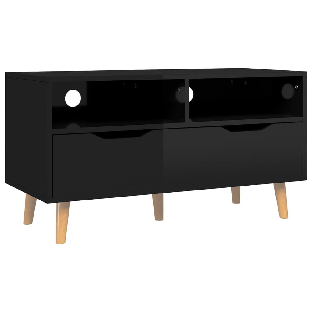 vidaXL Szafka pod TV wysoki połysk czarna 90x40x48,5 cm płyta 326784