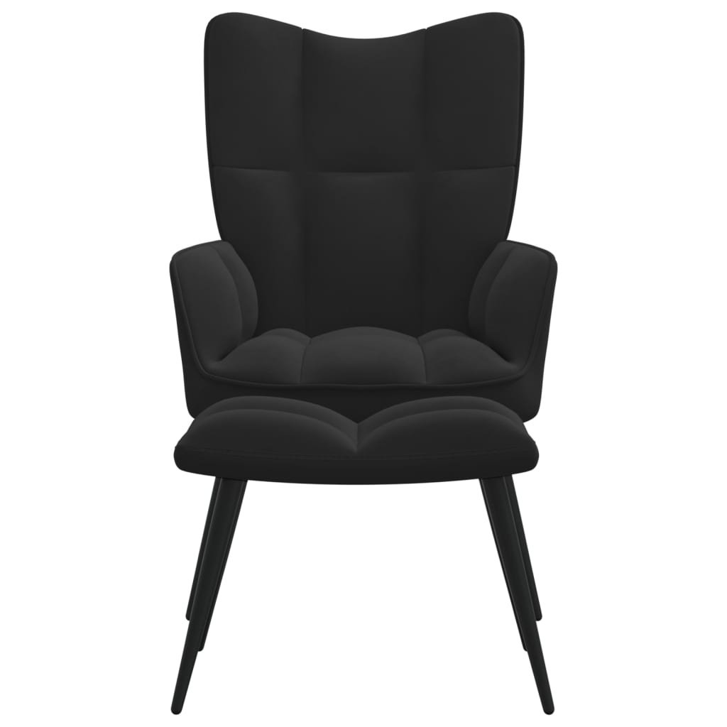 vidaXL Fotel z podnóżkiem czarny obity aksamitem 328090