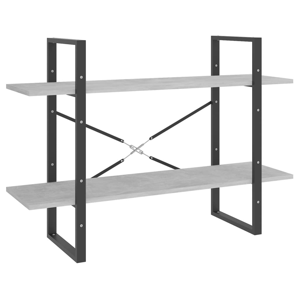 vidaXL 2-poziomowy regał na książki szarość betonu 100x30x70 cm 806471