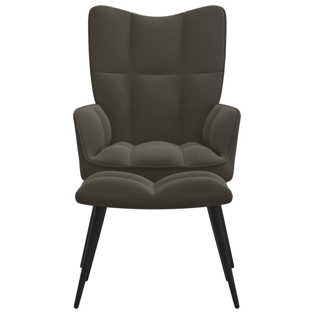 vidaXL Fotel z podnóżkiem ciemnoszary obity aksamitem 328085