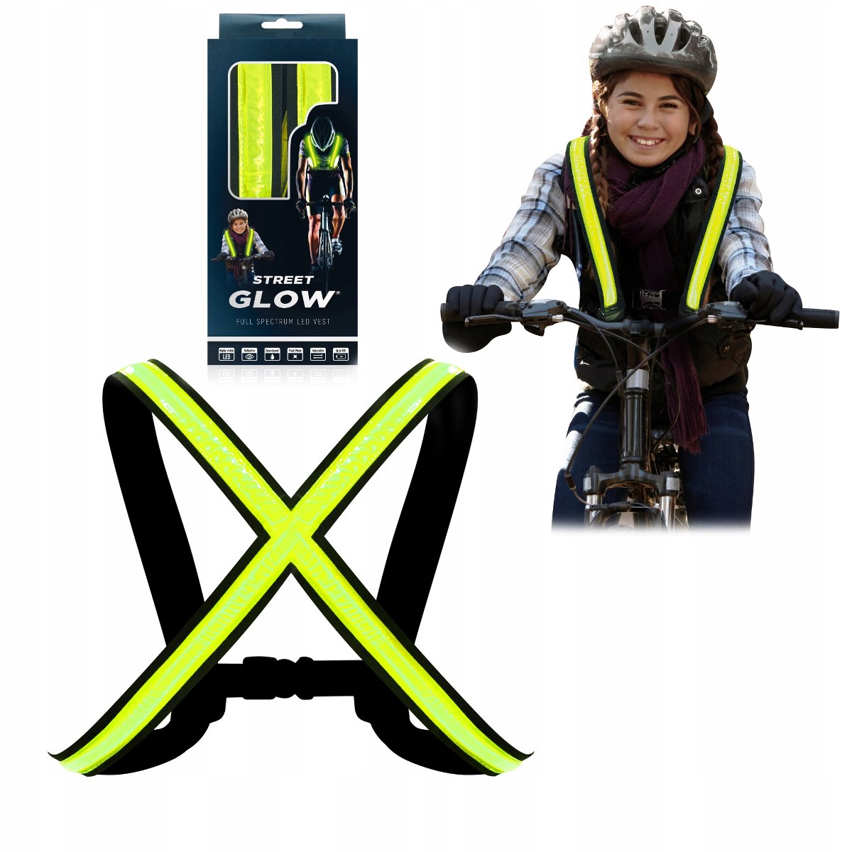 Szelki Kamizelka Oświetlenie Led Streetglow S/m Dla Dzieci / Do Biegania / Na Rower