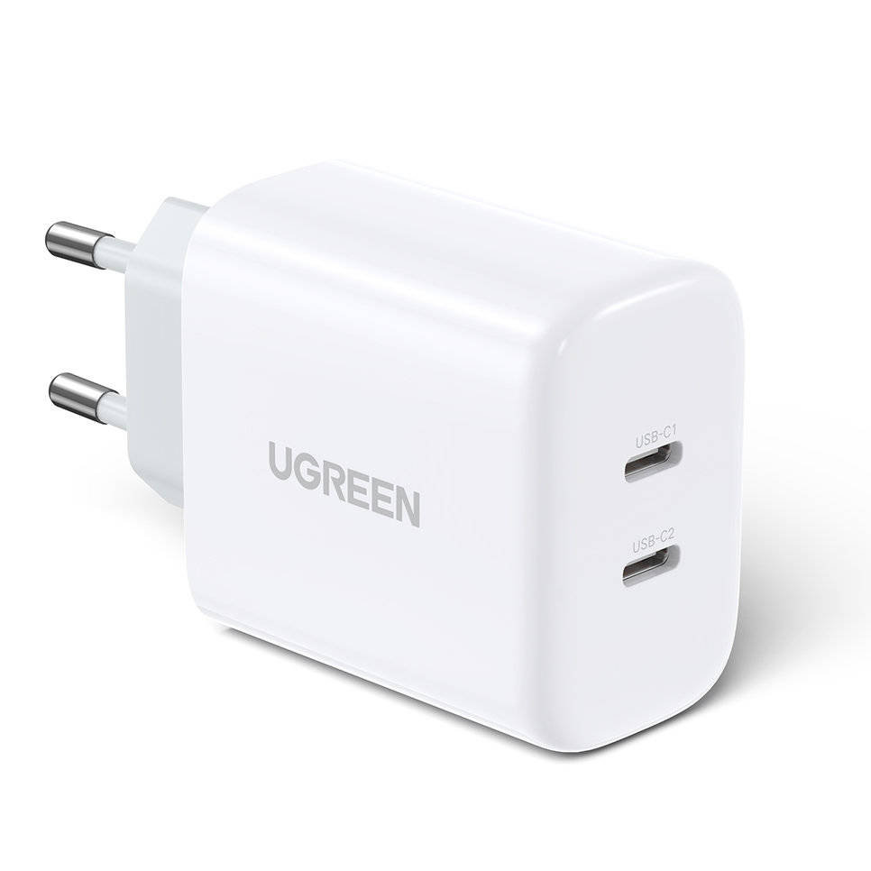 Ugreen Ładowarka  Ładowarka sieciowa UGREEN CD243 2x USB-C 40W Biała UGR1175WHT