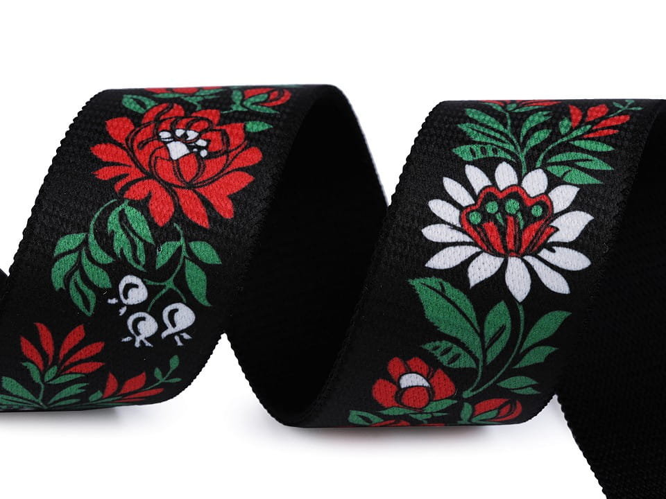 kufer-pasmanteria.pl Guma ozdobna Folklor ( czarna ) ( 1 mb ) 8A96-33340