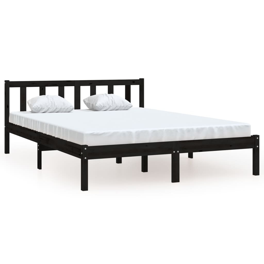 vidaXL Rama łóżka czarna lite drewno sosnowe 160 x 200 cm 810096