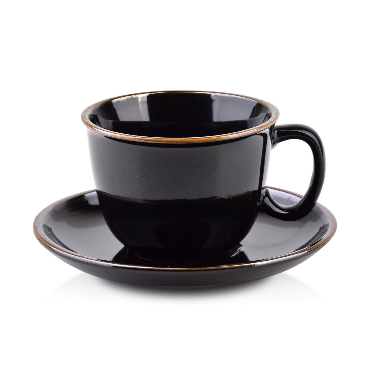 CAL BLACK Filiżanka porcelanowa ze spodkiem 280ml