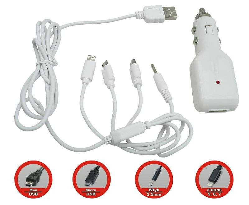 Ładowarka Samochodowa Adapter 7el. wtyki końcówki