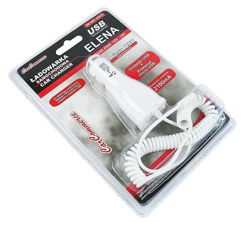 Ładowarka Samochodowa Micro Usb + Wejście USB