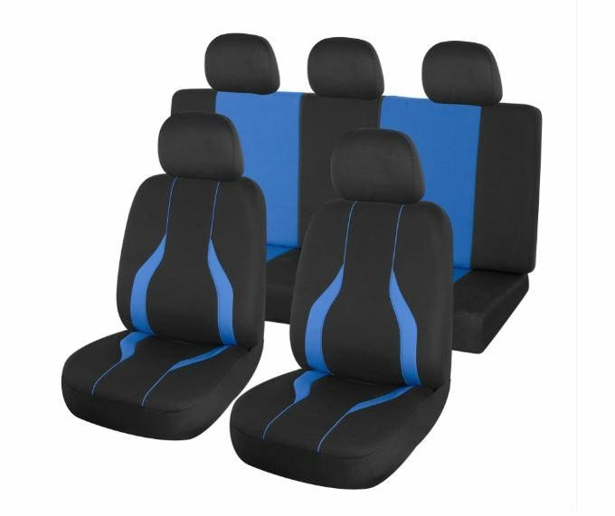 Komplet Pokrowców Samochodowych Czarno -Niebieski