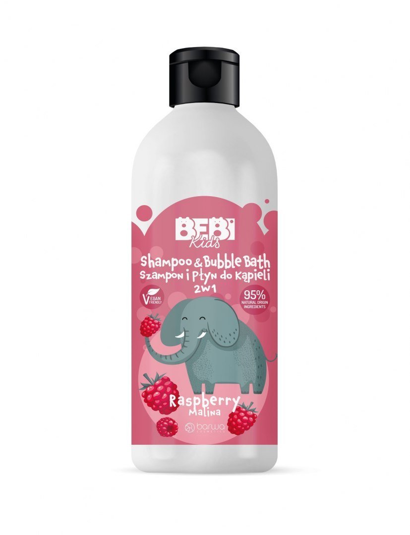 Barwa Bebi Kids Szampon i Płyn do kąpieli 2w1 Malina 500ml