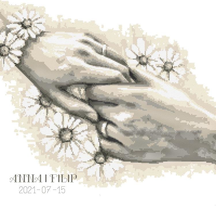 Zestaw do haftu - Metryczka ślubna z dłońmi