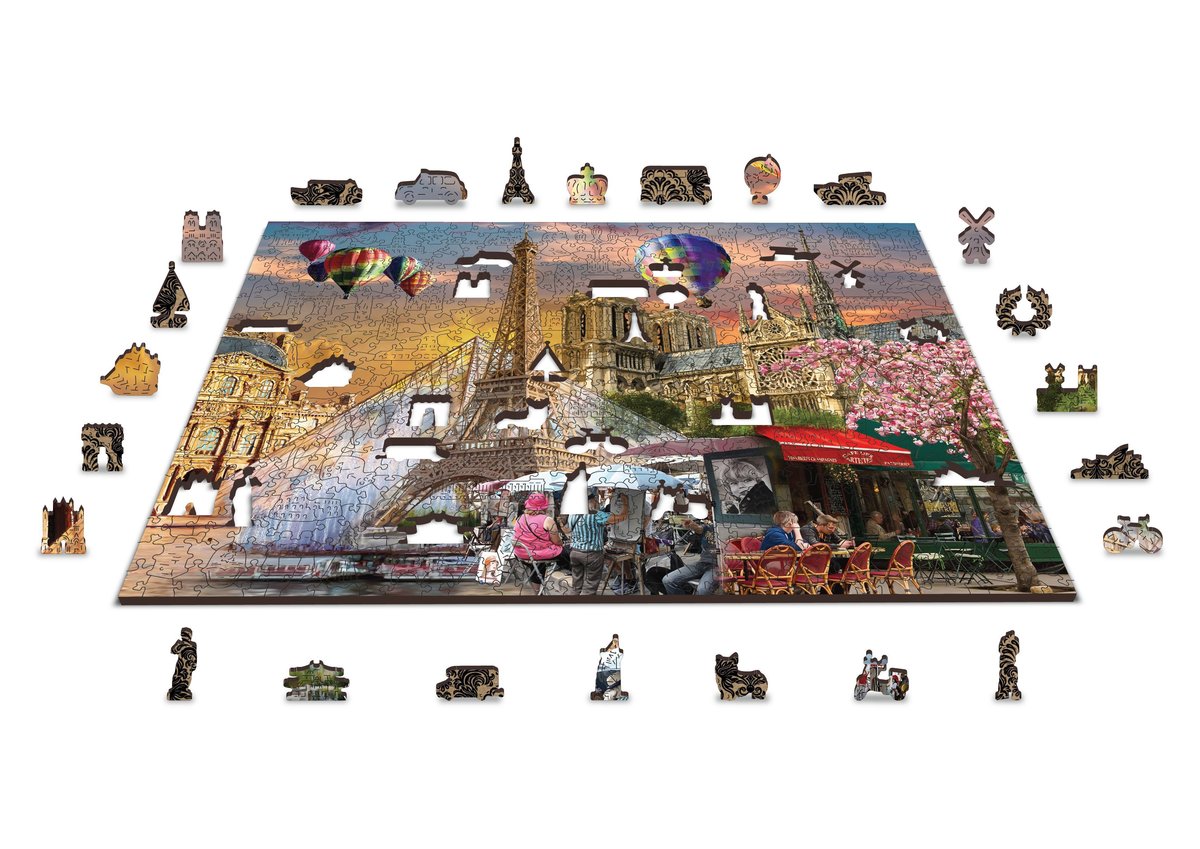 Drewniane Puzzle z figurkami – Wiosna w Paryżu rozm. XL, 600 elementów